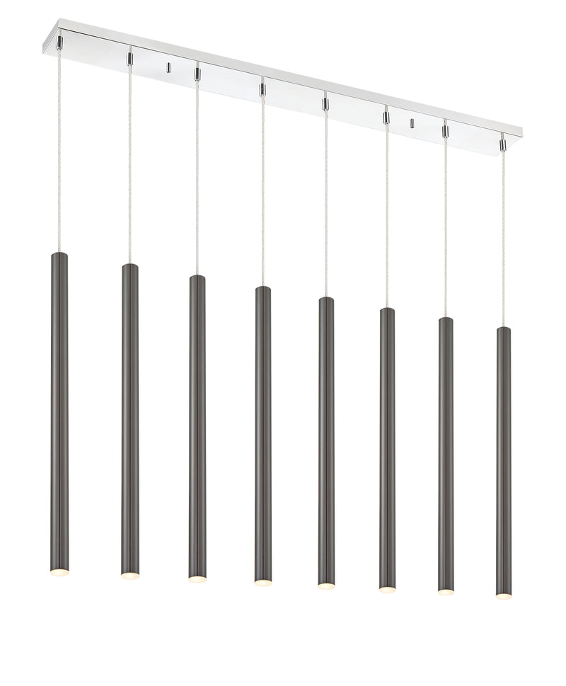 Forest 8 Light 44.25" Linear Pendant, 24" Tall in Pearl Black