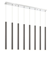 Forest 8 Light 44.25" Linear Pendant, 24" Tall in Pearl Black