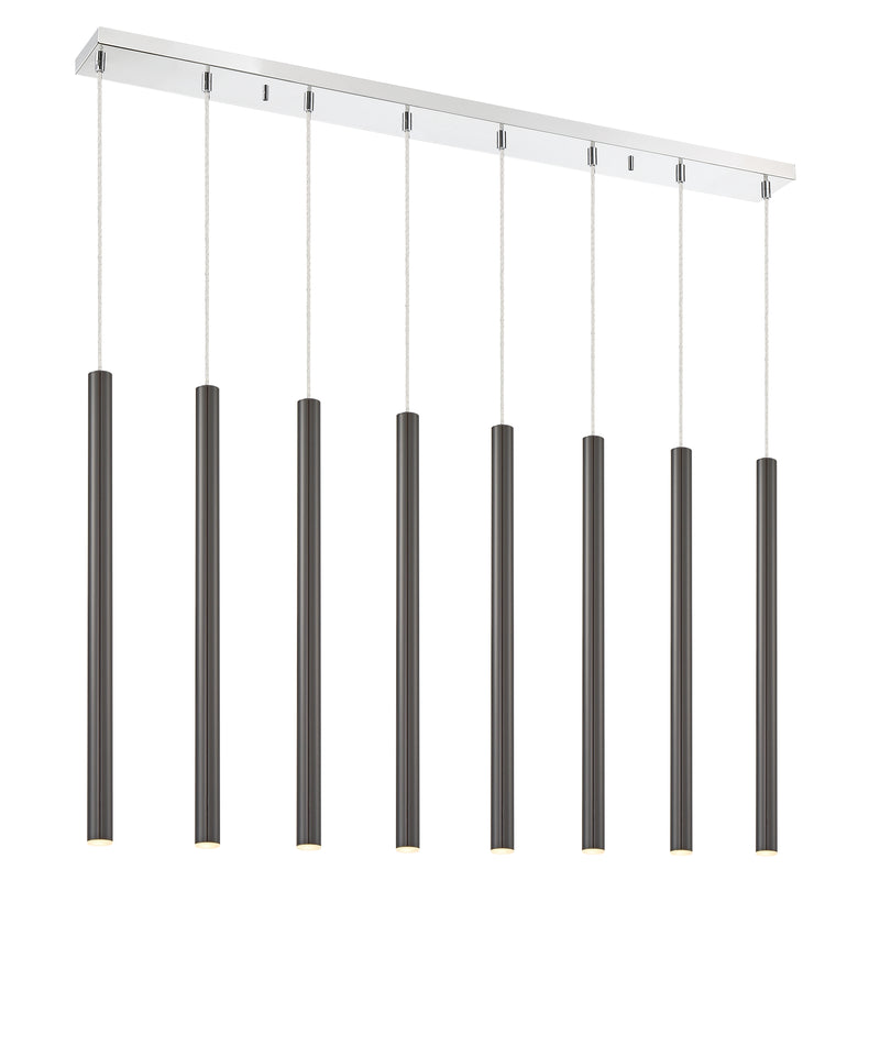 Forest 8 Light 44.25" Linear Pendant, 24" Tall in Pearl Black