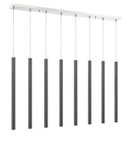 Forest 8 Light 44.25" Linear Pendant, 24" Tall in Pearl Black