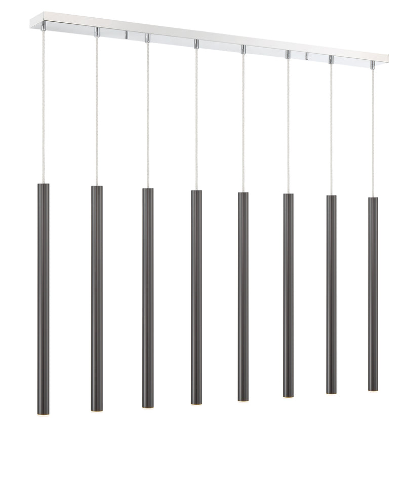 Forest 8 Light 44.25" Linear Pendant, 24" Tall in Pearl Black