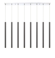 Forest 8 Light 44.25" Linear Pendant, 24" Tall in Pearl Black