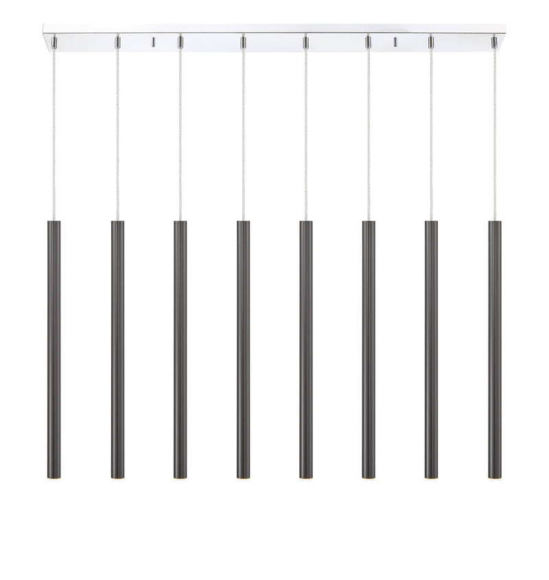 Forest 8 Light 44.25" Linear Pendant, 24" Tall in Pearl Black