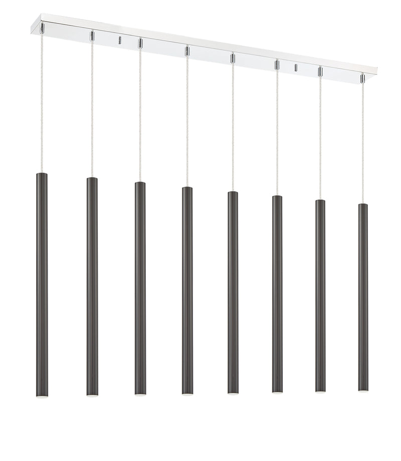 Forest 8 Light 44.25" Linear Pendant, 24" Tall in Pearl Black