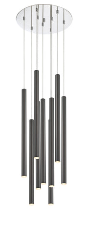 Forest 9 Light 16" Pendant, 24" Tall in Pearl Black