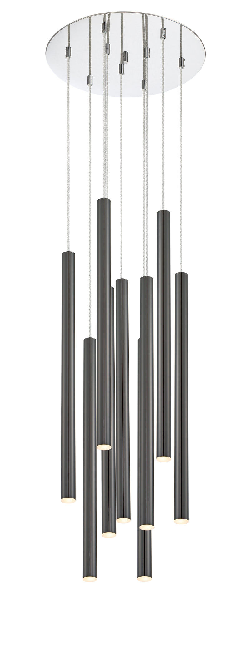 Forest 9 Light 16" Pendant, 24" Tall in Pearl Black