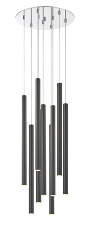 Forest 9 Light 16" Pendant, 24" Tall in Pearl Black
