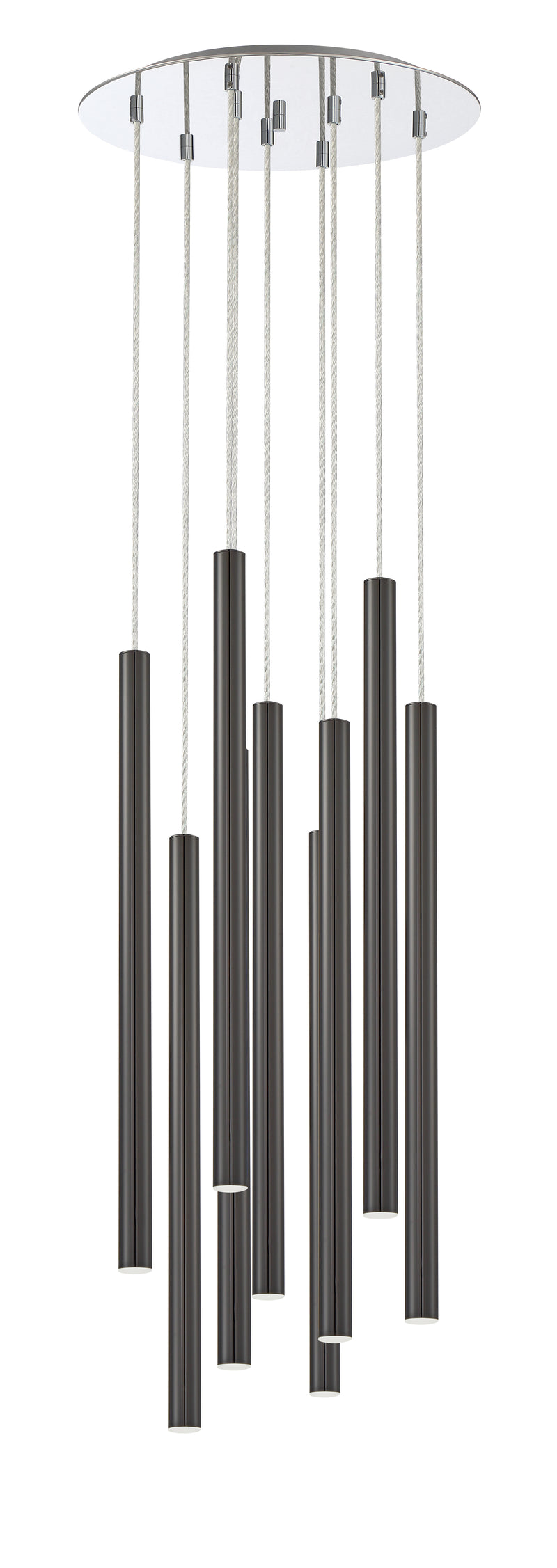 Forest 9 Light 16" Pendant, 24" Tall in Pearl Black