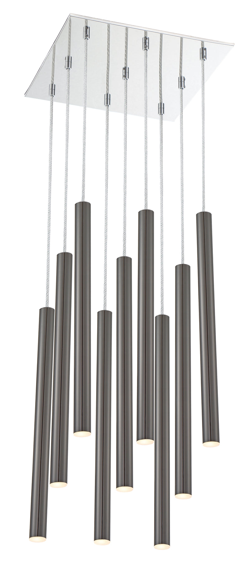Forest 9 Light 14" Pendant, 24" Tall in Pearl Black