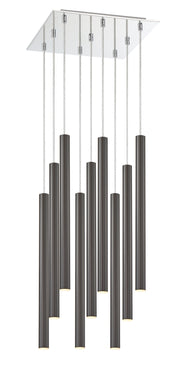Forest 9 Light 14" Pendant, 24" Tall in Pearl Black