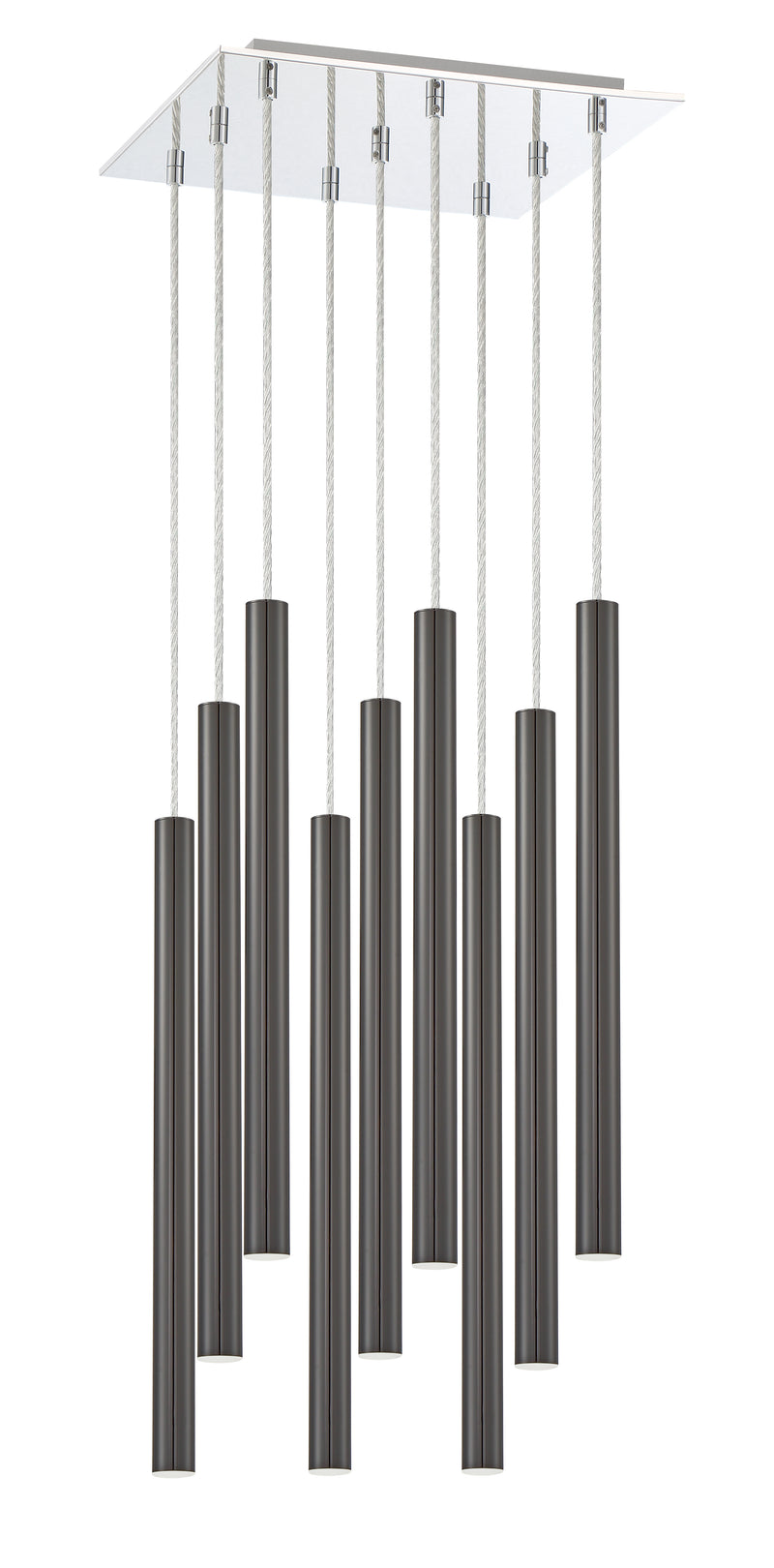 Forest 9 Light 14" Pendant, 24" Tall in Pearl Black