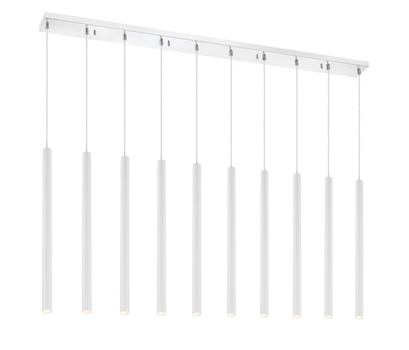 Forest 10 Light 56.5" Linear Pendant, 24" Tall in Matte White