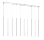 Forest 10 Light 56.5" Linear Pendant, 24" Tall in Matte White