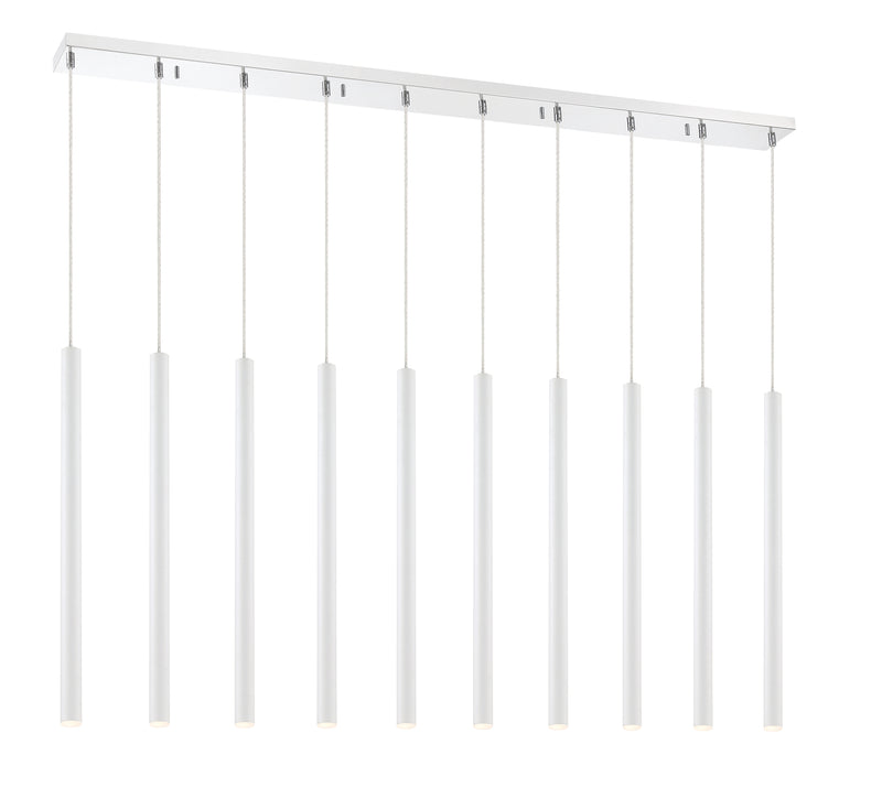 Forest 10 Light 56.5" Linear Pendant, 24" Tall in Matte White