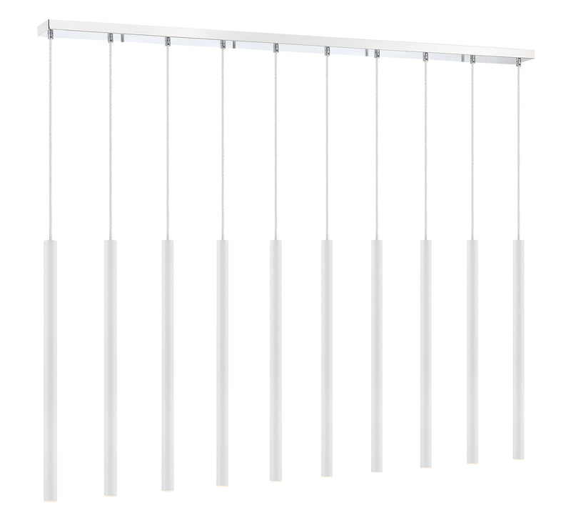 Forest 10 Light 56.5" Linear Pendant, 24" Tall in Matte White