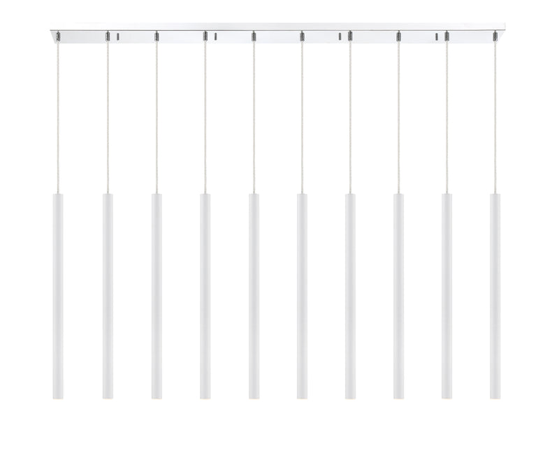 Forest 10 Light 56.5" Linear Pendant, 24" Tall in Matte White