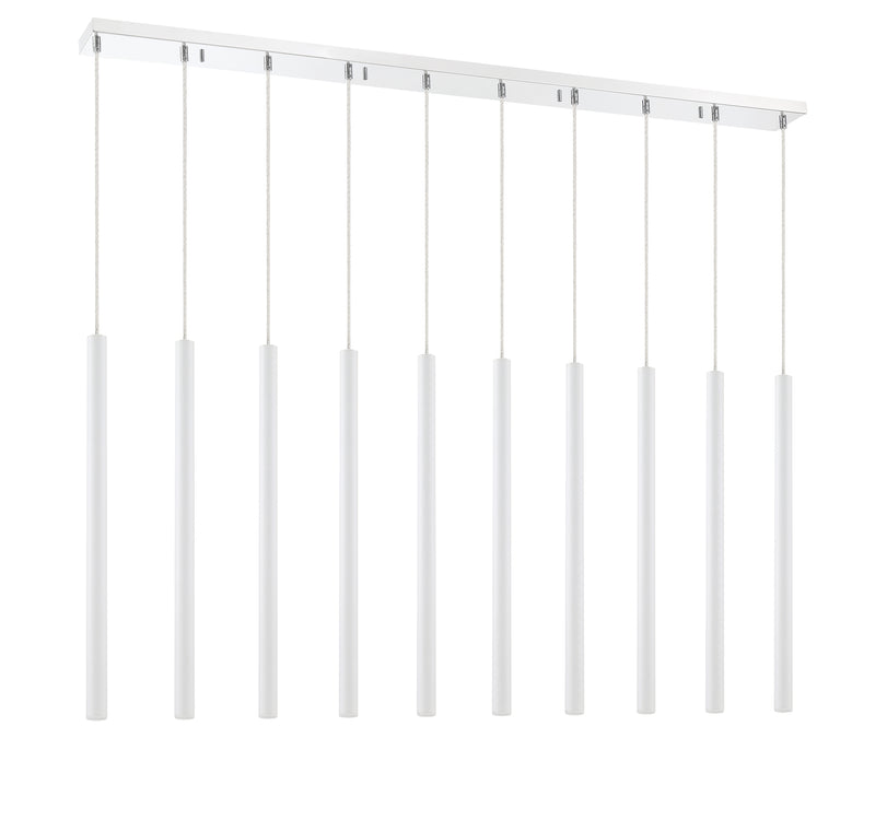 Forest 10 Light 56.5" Linear Pendant, 24" Tall in Matte White