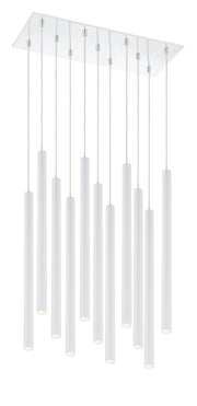 Forest 11 Light 9.75" Pendant, 24" Tall in Matte White
