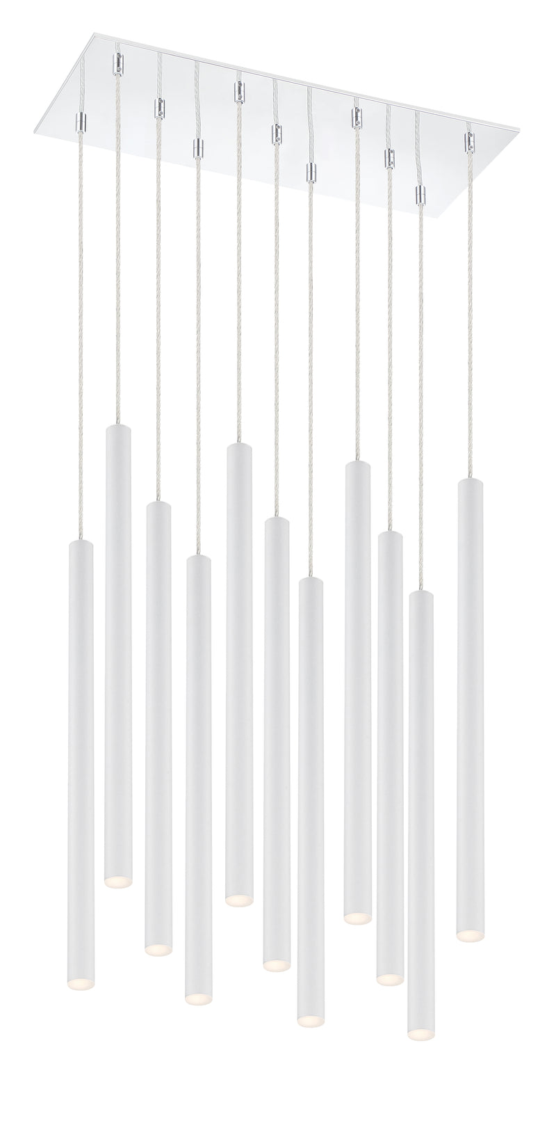 Forest 11 Light 9.75" Pendant, 24" Tall in Matte White