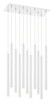 Forest 11 Light 9.75" Pendant, 24" Tall in Matte White