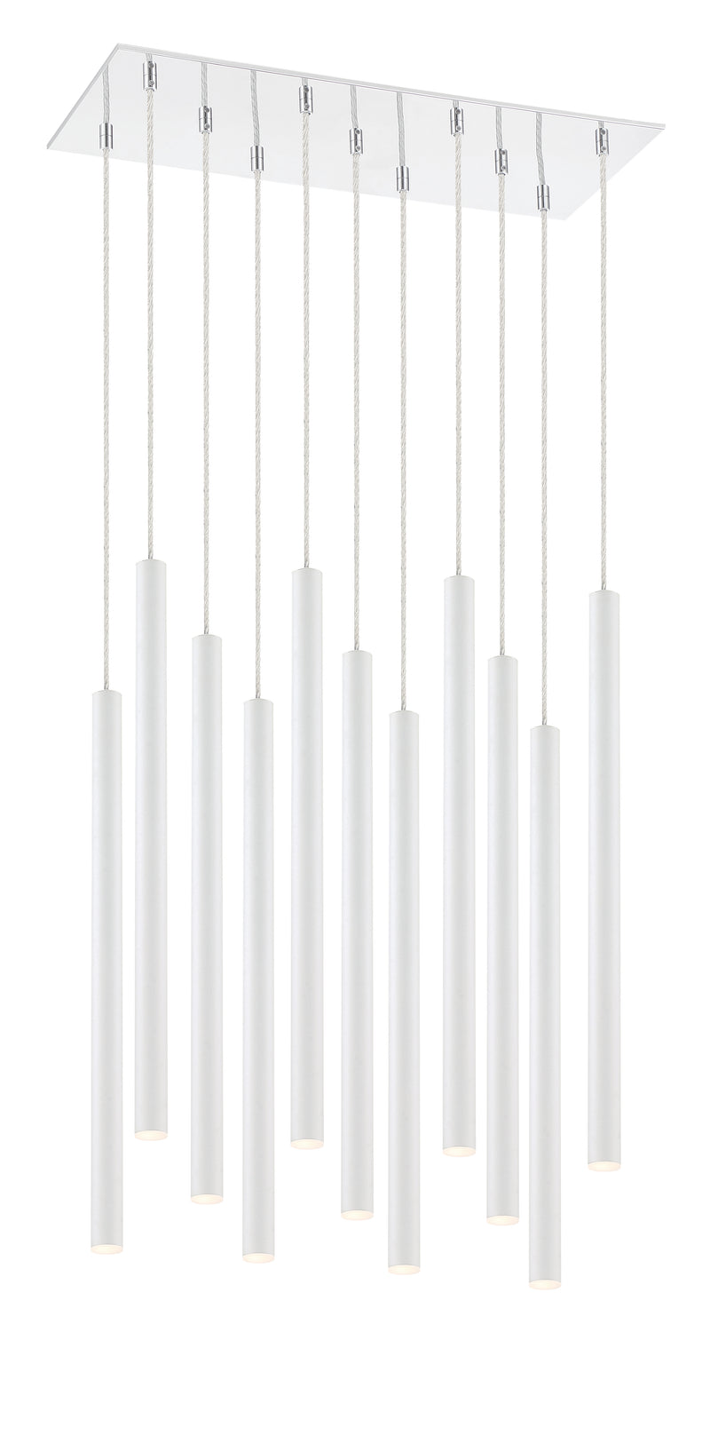 Forest 11 Light 9.75" Pendant, 24" Tall in Matte White
