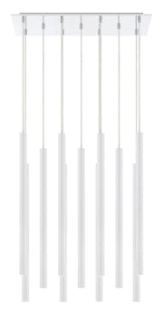 Forest 11 Light 9.75" Pendant, 24" Tall in Matte White