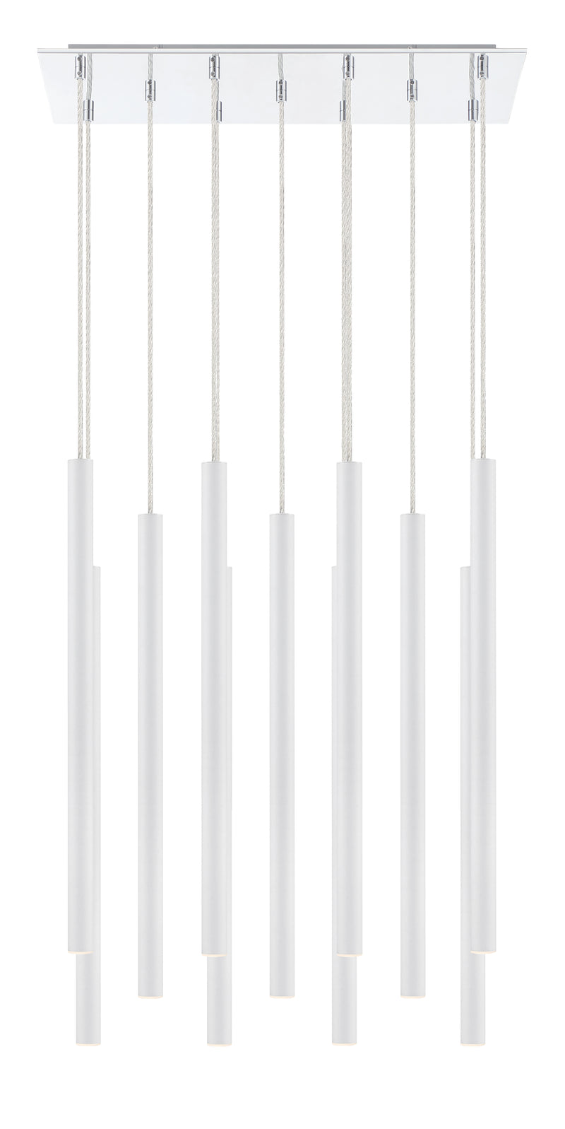 Forest 11 Light 9.75" Pendant, 24" Tall in Matte White