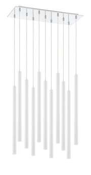 Forest 11 Light 9.75" Pendant, 24" Tall in Matte White