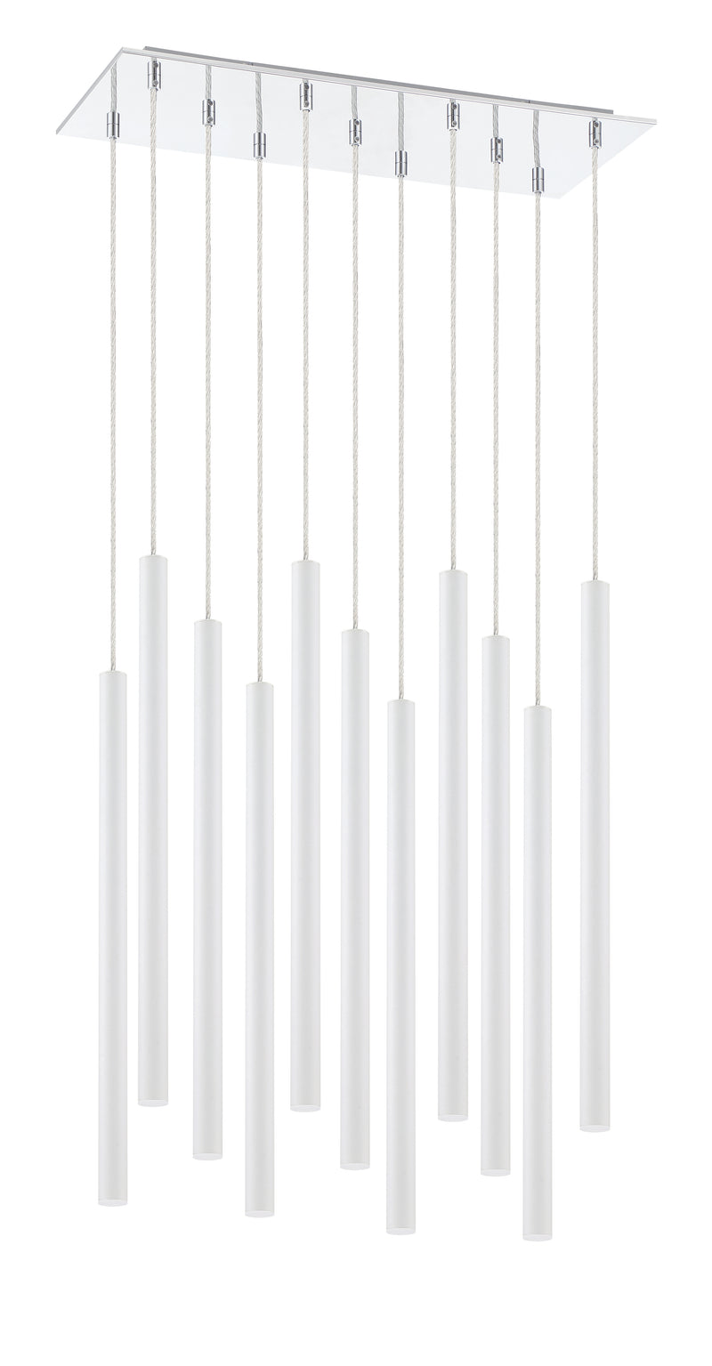 Forest 11 Light 9.75" Pendant, 24" Tall in Matte White