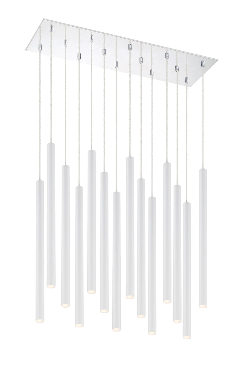 Forest 14 Light 9.75" Pendant, 24" Tall in Matte White