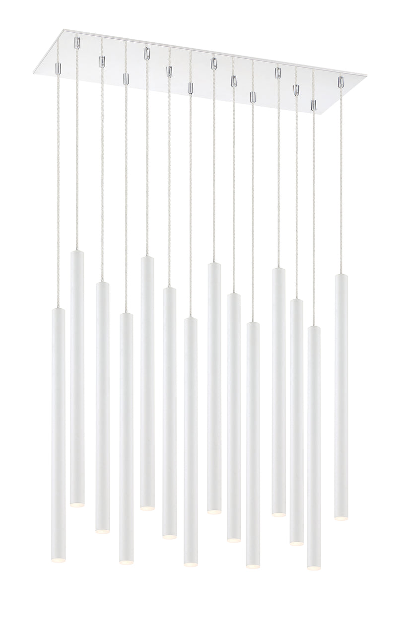 Forest 14 Light 9.75" Pendant, 24" Tall in Matte White