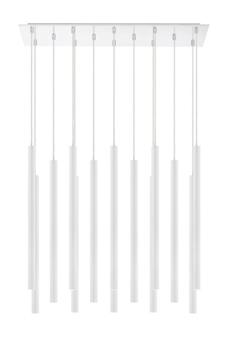 Forest 14 Light 9.75" Pendant, 24" Tall in Matte White