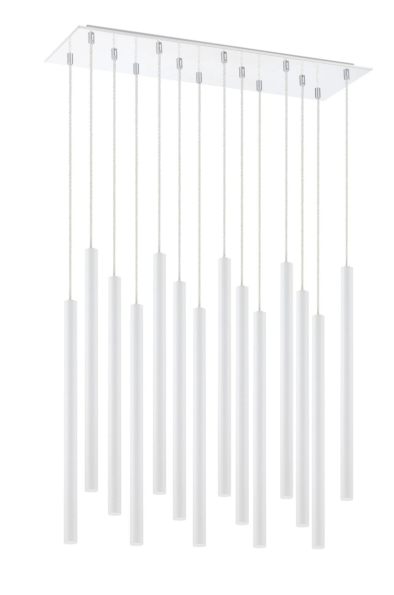 Forest 14 Light 9.75" Pendant, 24" Tall in Matte White