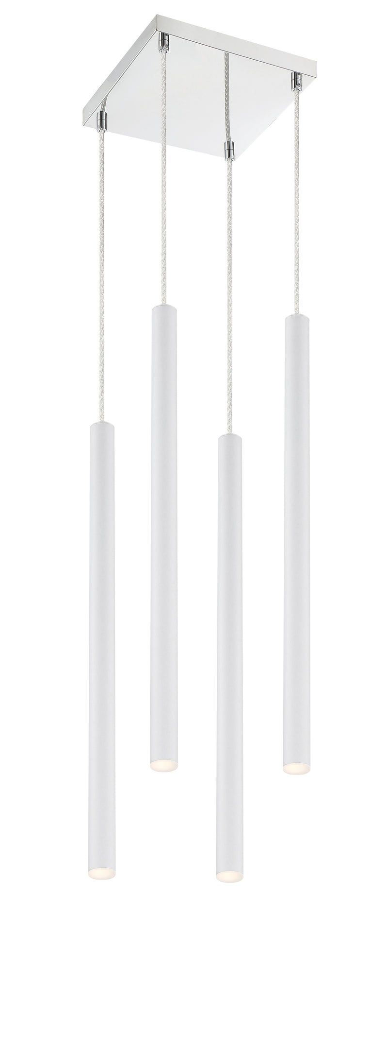 Forest 4 Light 9.5" Pendant, 24" Tall in Matte White