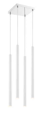 Forest 4 Light 9.5" Pendant, 24" Tall in Matte White