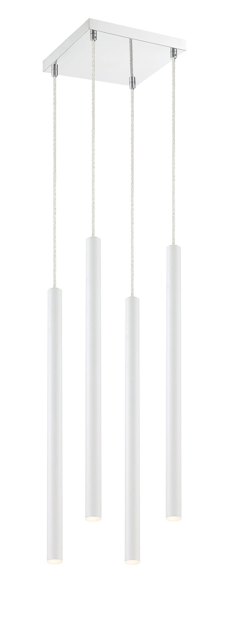 Forest 4 Light 9.5" Pendant, 24" Tall in Matte White