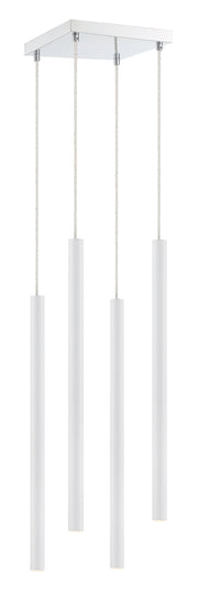 Forest 4 Light 9.5" Pendant, 24" Tall in Matte White