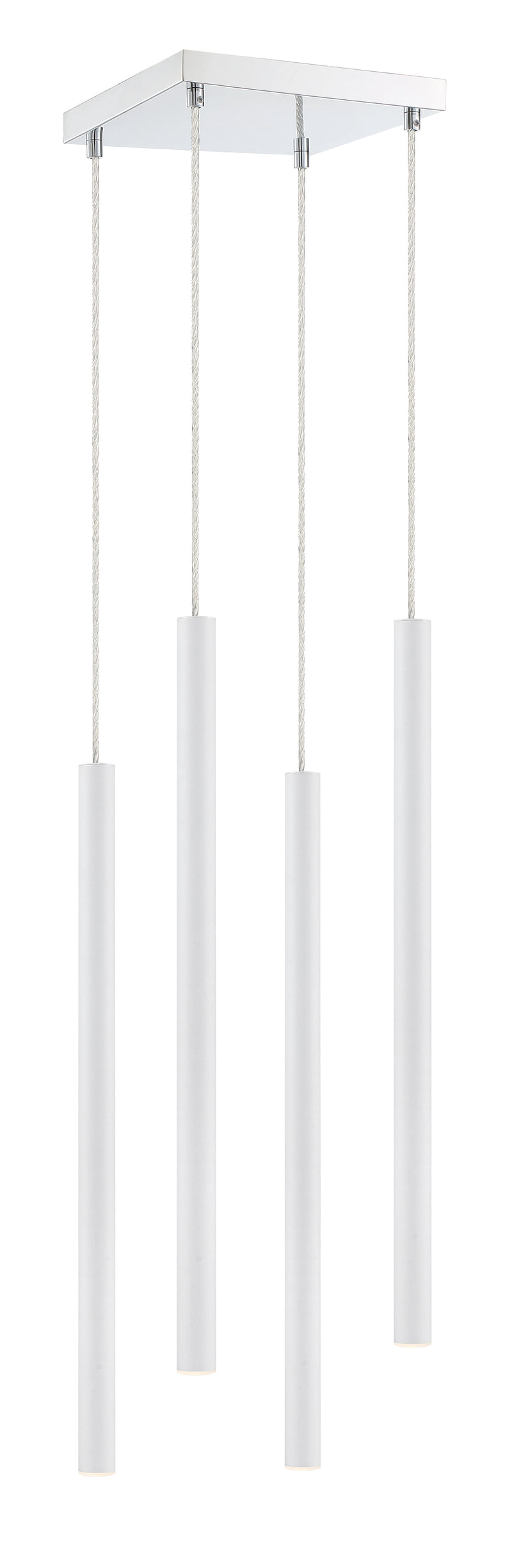 Forest 4 Light 9.5" Pendant, 24" Tall in Matte White