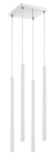 Forest 4 Light 9.5" Pendant, 24" Tall in Matte White