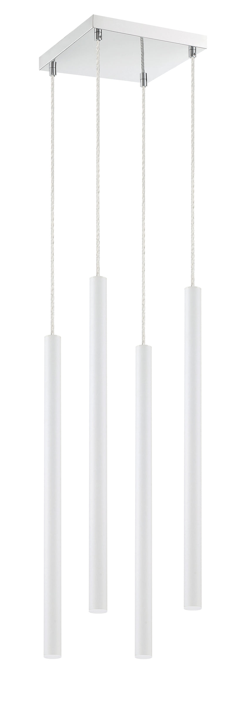 Forest 4 Light 9.5" Pendant, 24" Tall in Matte White
