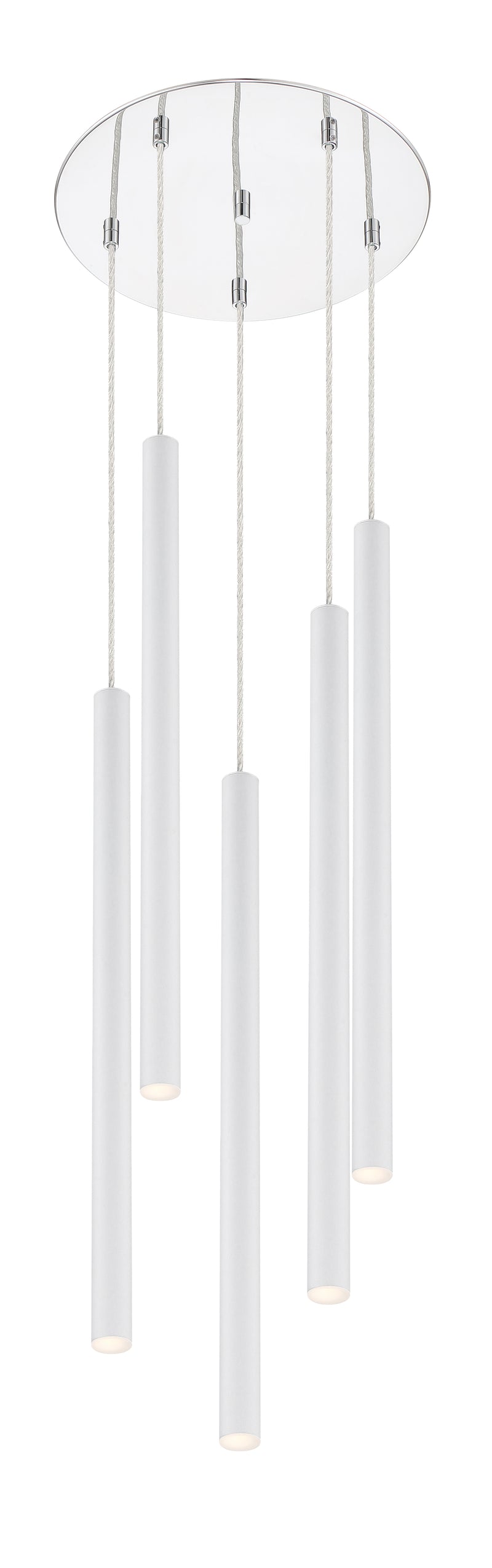 Forest 5 Light 13.5" Pendant, 24" Tall in Matte White