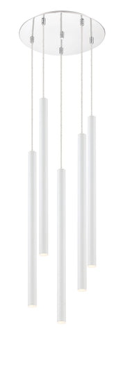 Forest 5 Light 13.5" Pendant, 24" Tall in Matte White