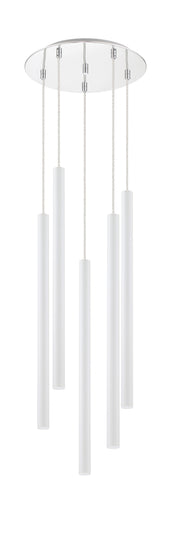 Forest 5 Light 13.5" Pendant, 24" Tall in Matte White