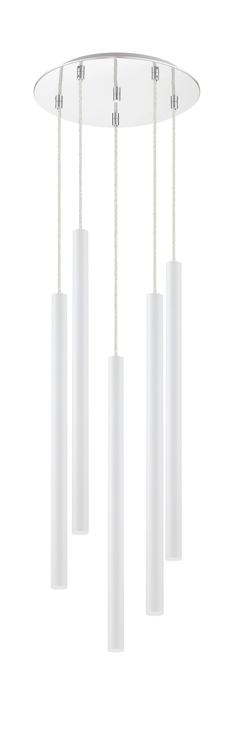Forest 5 Light 13.5" Pendant, 24" Tall in Matte White