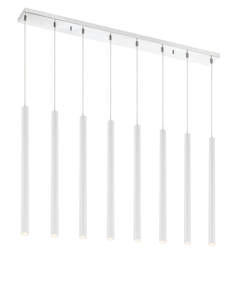 Forest 8 Light 44.25" Linear Pendant, 24" Tall in Matte White