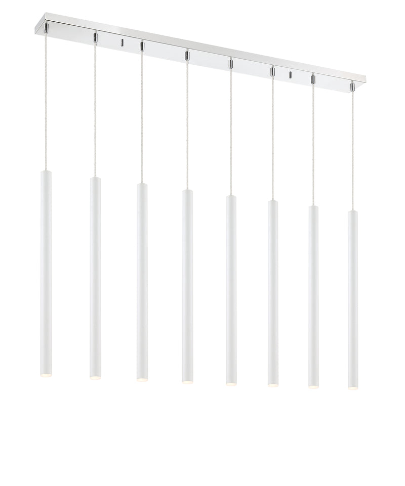 Forest 8 Light 44.25" Linear Pendant, 24" Tall in Matte White