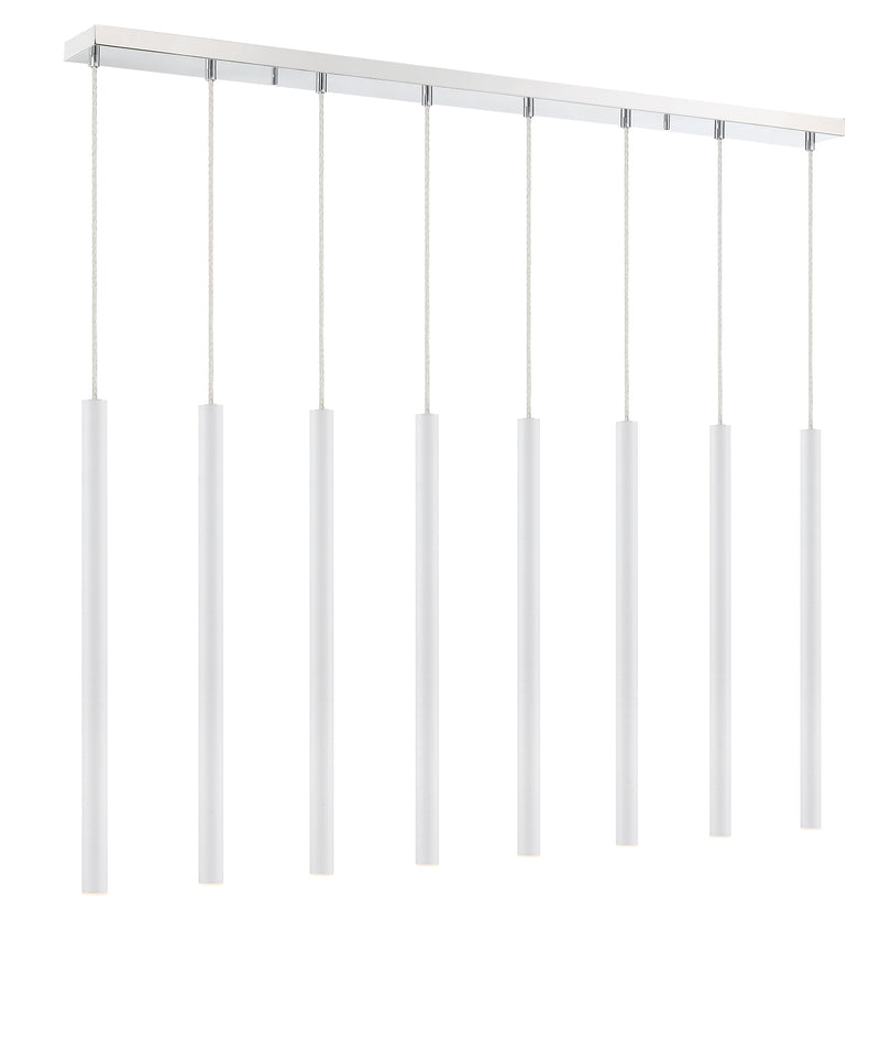 Forest 8 Light 44.25" Linear Pendant, 24" Tall in Matte White