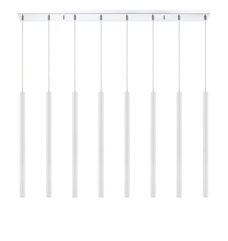 Forest 8 Light 44.25" Linear Pendant, 24" Tall in Matte White