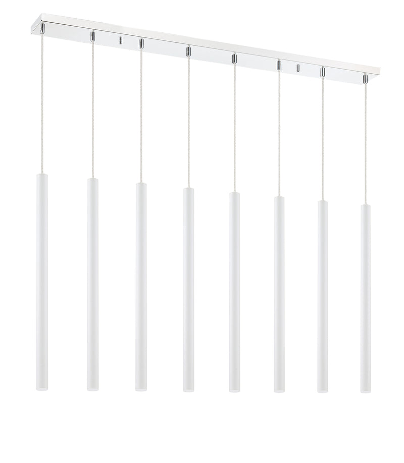 Forest 8 Light 44.25" Linear Pendant, 24" Tall in Matte White