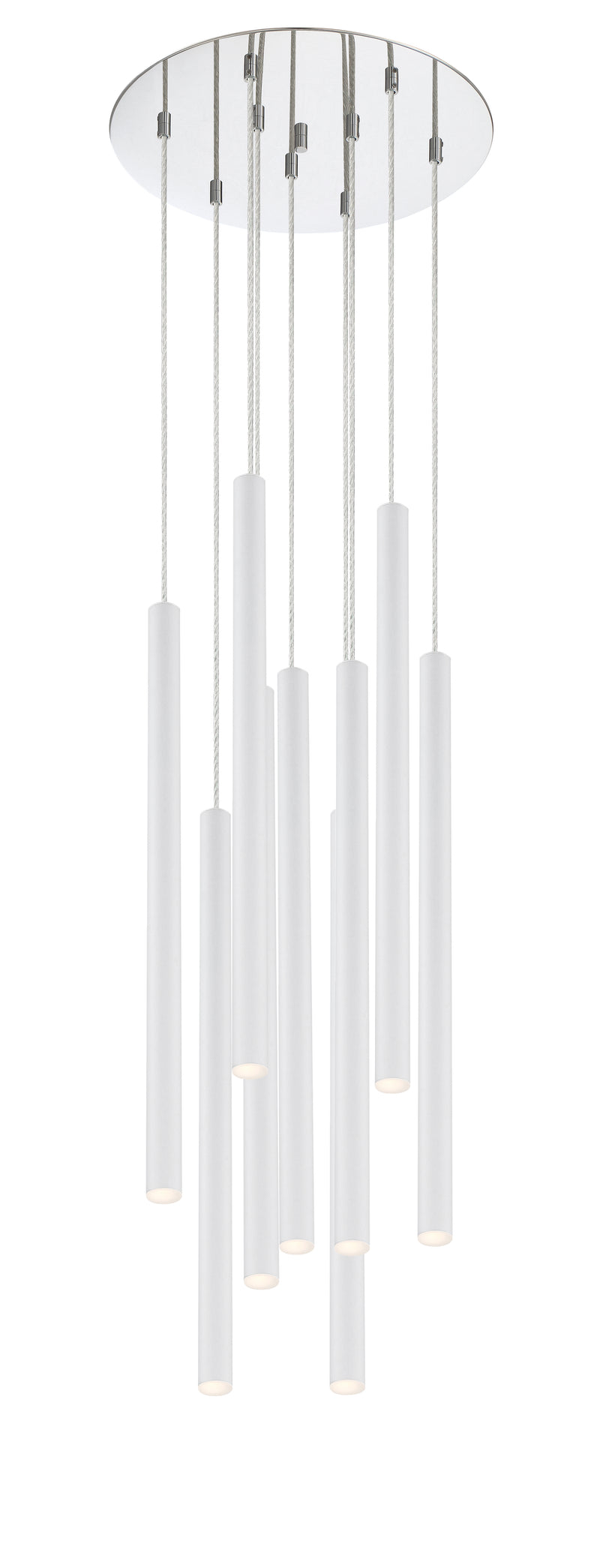 Forest 9 Light 16" Pendant, 24" Tall in Matte White